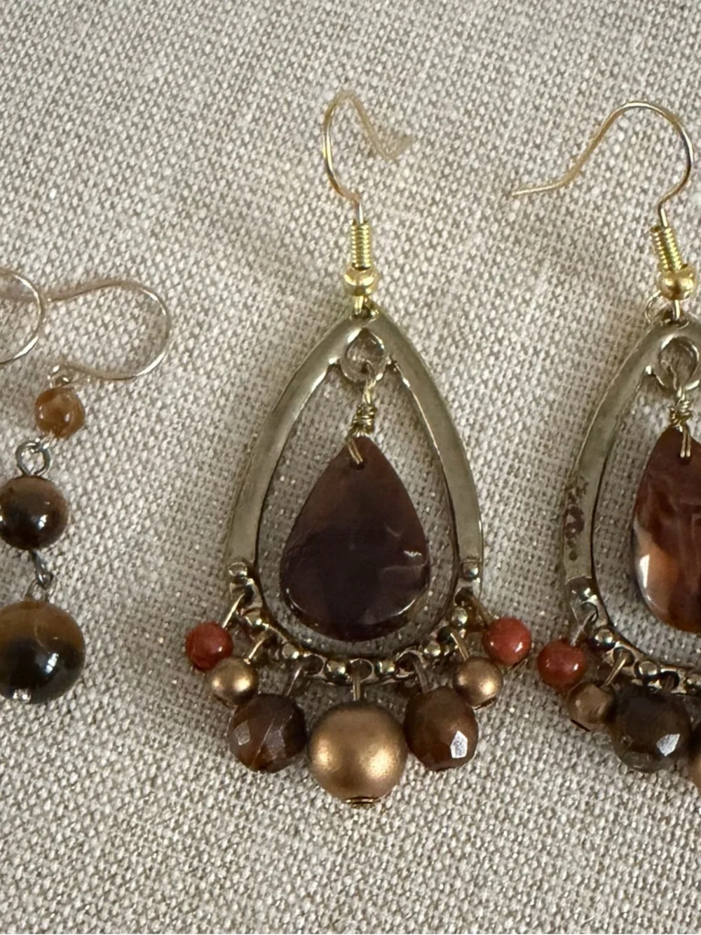 Brown Teardrop Bead Dangle Earrings - Women Jewelry